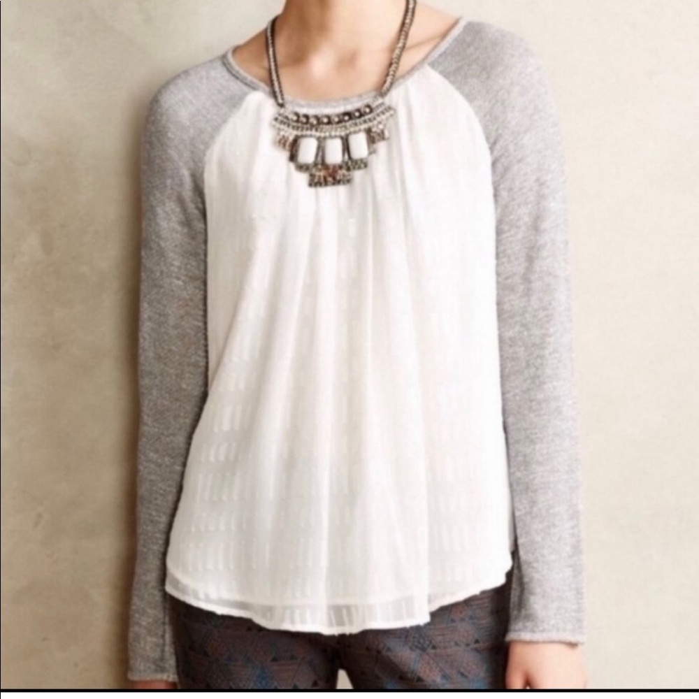 ⭐️ Anthropologie Sunday in Brooklyn Gray Cadi Clipdot Pullover B1